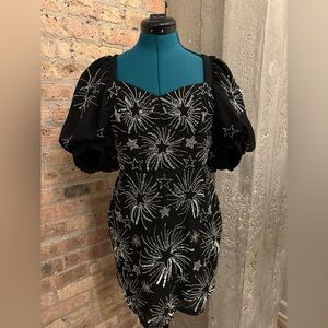 Miss Selfridge Premium Embellished Star Puff Sleeve Mini Dress